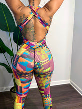 Load image into Gallery viewer, Motherland African Print Fitness Bodysuit- Kente pattern