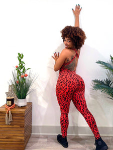 Spot Me Leopard Print Bodysuit (Red)