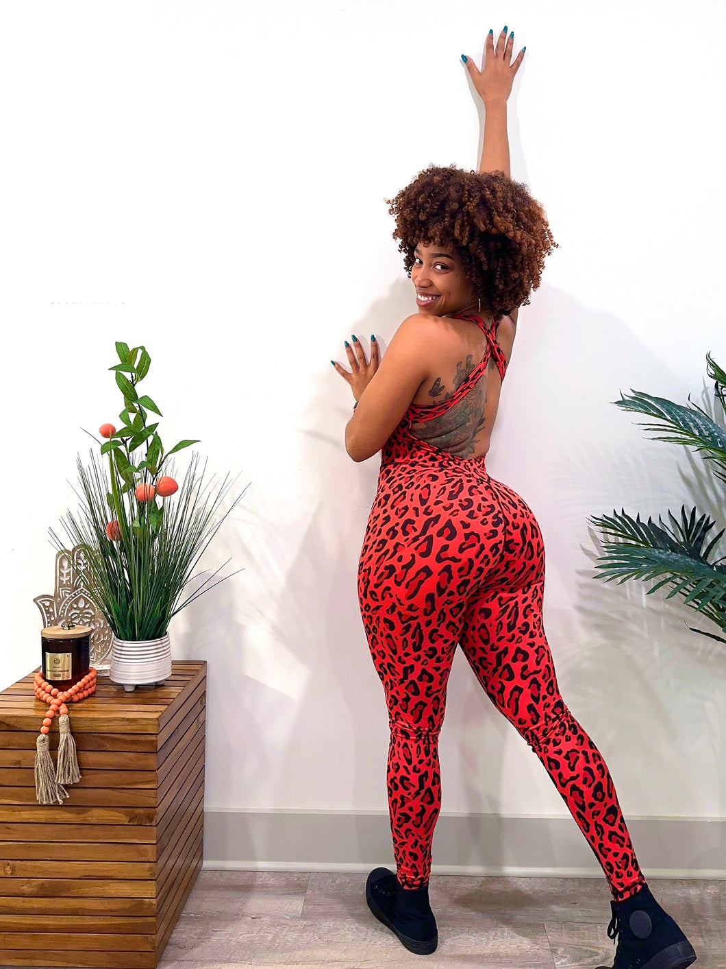 Spot Me Leopard Print Bodysuit (Red)