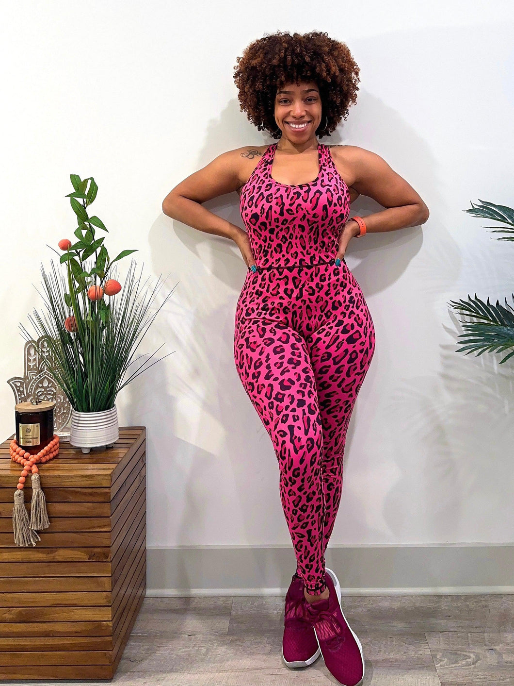 Spot Me Leopard Print Bodysuit (Magenta)